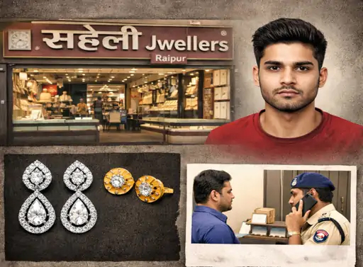 रायपुर के सहेली ज्वेलर्स में 6.50 लाख की चोरी:कर्मचारी ने चुराए डायमंड और सोने के टॉप्स, आरोपी की तलाश में जुटी पुलिस