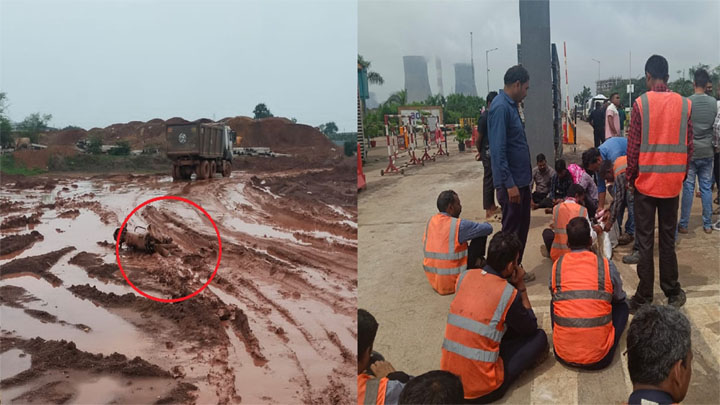 अदाणी पावर प्लांट में फिर हादसा: हाइवा की चपेट में आने से 26 वर्षीय कर्मचारी की मौत; मुआवजे को लेकर प्रदर्शन